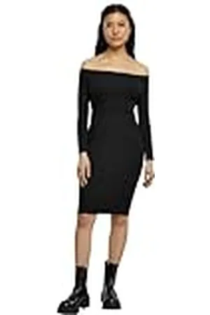 Urban classics Damesjurk met lange mouwen, off-shoulder, rib jurk, , XL