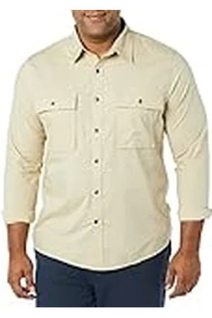 Amazon Heren Slim-Fit Lange Mouw Twee-Pocket Utility Shirt (Previously Goodthreads), Licht Kaki Bruin, X-Small