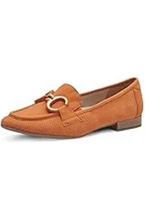 Tamaris Comfort damesslippers van leer met blokhak, oranje, 37 EU