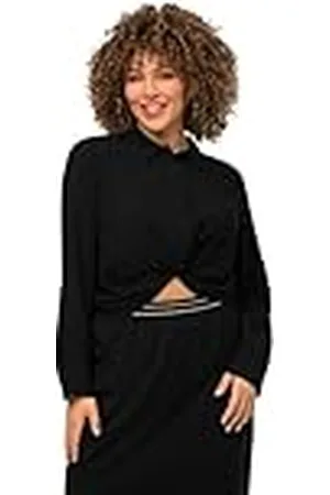 Ulla Popken Dames, grote maten, hemdblouse kort met knoopdetail, , 58-60
