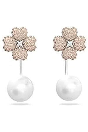 Swarovski Latisha earring jackets, Bloem, Roze, Rodium toplaag