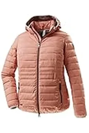 Stoy Damesjas in dons-look, gewatteerde jas met afritsbare capuchon, grote maten, STS 17 WMN QLTD JCKT, koraal, 46, 38228-000