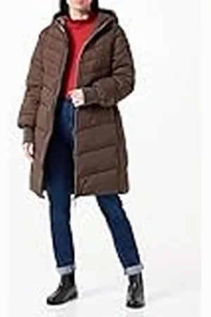 Mexx Dames Midi Length Hooded Padded Jacket Parka, Olive, XS