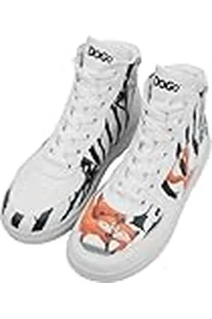 Dogo Dames veganistisch leer wit hoge sneakers - Cuddling Season patroon, , 38 EU