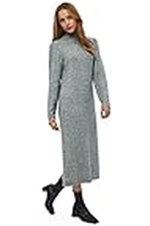 Peppercorn Dames Helene Puffsleeve UK | Herfstjurken | Maat S, 113 Grey Melange, S, , S