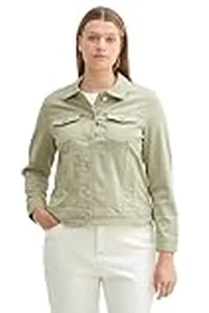 TOM TAILOR Dames 1042189 Jeansjack, 34895-Desert Green, 50, , 50 NL