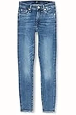 7 for all Mankind Dames Hw Skinny Slim Illusion Stride with Embellished Squiggle Jeans, , 25W x 25L