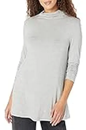 Amazon Dames jersey lange mouwen Mock Neck Swing Tuniek (voorheen Daily Ritual), lichtgrijs Heather, XS