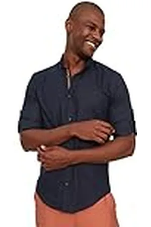 Trendyol Heren Blue Male Button Collar Apolfent Slim Fit Shirt, S