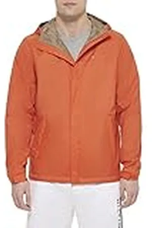 Tommy Hilfiger Lichtgewicht ademende waterdichte regenjas met capuchon voor heren, Oranje, 3XL