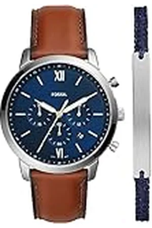 Fossil Neutra Chronograaf Bagage Leren Horloge en Armband Set