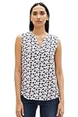 TOM TAILOR Dames 1037428 blouse, 32813-gebroken wit rond blad design, 36, , 36