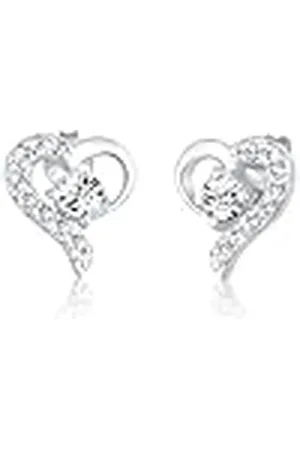 Elli Dames oorbellen hart liefde kristallen, Eén maat, Sterling zilver, kristal