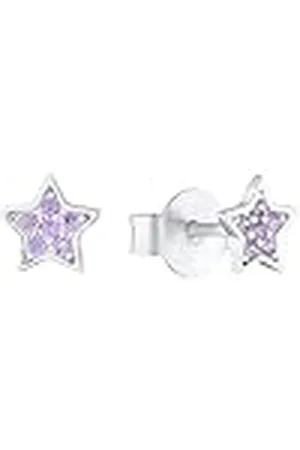 QS by s.Oliver 925 sterling zilveren kinderoorbellen voor meisjes, met zirkonia synth., 0,5 cm, zilver, ster, wordt geleverd in een geschenkverpakking voor sieraden, 2036825