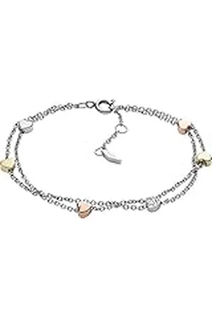 Fossil Sutton Hartje Driekleurige Stalen Dubbele Ketting Armband