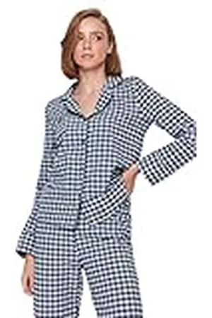 Trendyol Dames dames geruite geweven pyjamaset, , M (Pack van 2), , M