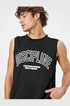 Koton Heren Slogan Printed Crew Neck Mouwloze Sport Tank Top, , S
