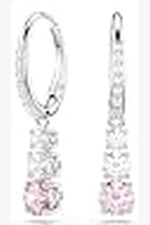 Swarovski Attract Trilogy Oorhangers, Ronde Slijpvorm, Roze, Rodium Toplaag