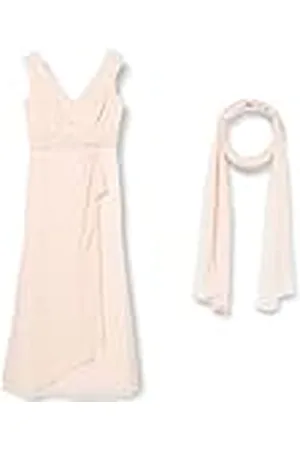Gina Bacconi Dames zachte stretch crêpe en satijnen maxi jurk cocktail, , 12, , 38