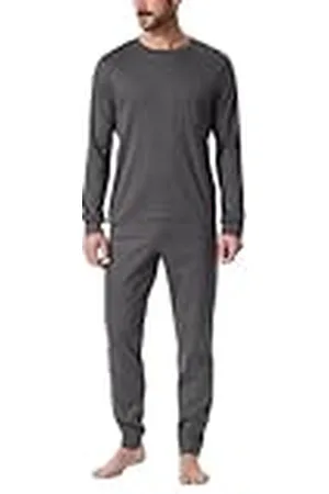 Schiesser Herenpyjama, lang, warmer, katoen, fijn interlock, pyjamaset, Antraciet_182025, 48