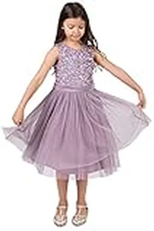 Maya Deluxe Midi-jurk voor meisjes, pailletten, feestjurk, tutu, bruidsmeisjes, bruiloft, met ceintuur, , 9-10 jaar