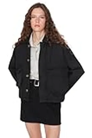 Trendyol Dames Lange Mouw Revers Kraag Jas -Regular, Black, XS