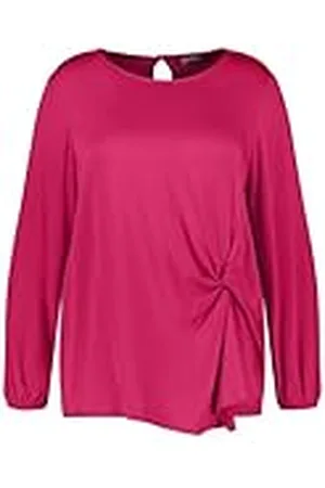 Samoon Elegante damesblouse met ruches, lange mouwen, mouwsplitten met knopen, effen kleuren, , 50 NL
