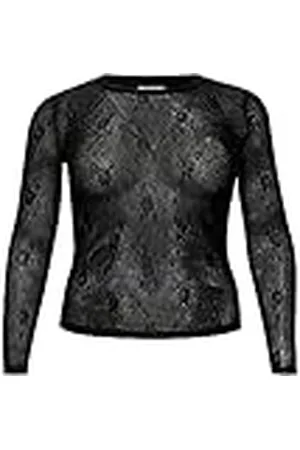 Kaffe Plus-Size Dames T-shirt met lange mouwen Slim Fit Ronde Hals Nylon Top Dames, , S/Meer