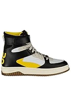 HUGO BOSS Heren Kilian Hito Hightop sneakers in basketbalstijl van leer en mesh, , 45 EU