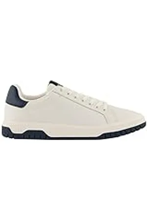 Armani Exchange Duck Herensneakers, leer, Back Logo sneakers, Off White + Navy, 39 EU, , 39 EU
