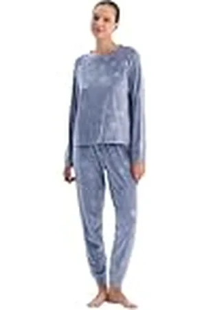 Dagi Dames Blue Emboss Star Printed T-Shirt Broek Pyjama Set, XL, , XL