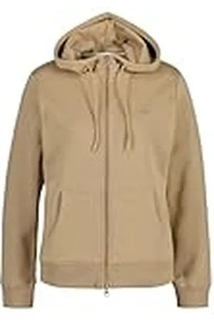 GANT REL Shield Full Zip Hoodie voor dames, donker kaki, standaard, , L