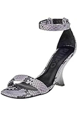 Pinko Beethoven ZY1_Sandalen van leer, bedrukt, sleehak voor dames, zwart/paars, 36 EU, , 36 EU