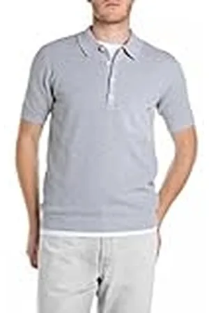 Replay Heren regular fit korte mouwen pullover van katoen met kraag, , S