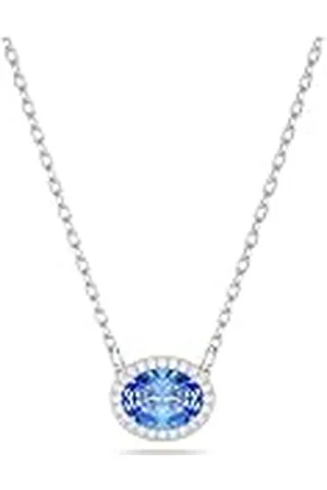 Swarovski Constella ketting, Oval-slijpvorm, Blauw, Rodium toplaag