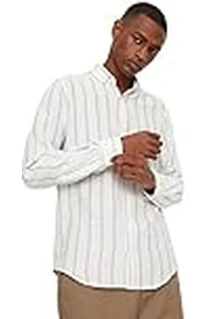 Trendyol Heren Khaki Heren Slim Fit Buttonkraag voor Spray gestreept overhemd Shirt, Extra Large
