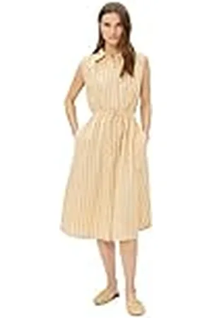 Koton Dames linnen mix mouwloos trekkoord midi shirt jurk jurk, , 40