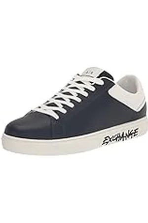 Armani Exchange Parijs Back&Side Logo Sneakers voor heren, Navy+Off White, 44 EU