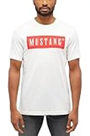 Mustang Heren T-shirt Austin - Regular Fit S-3XL Wit Zwart Katoen, , XL
