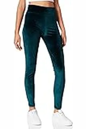 Urban classics Fluwelen legging met hoge taille voor dames en dames, blauwgroen, L