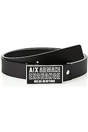 Armani Exchange Casual Bonded Leather, Logo Buckle Belt, Black, One Size, , Eén Maat