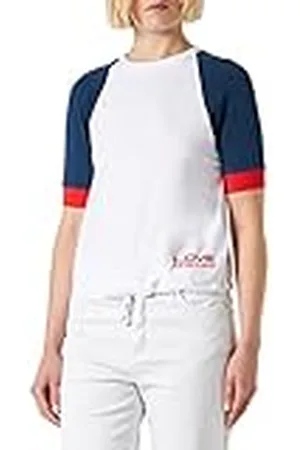 Moschino Dames Regular fit T-shirt, Wit Blauw RED, 40, , 40
