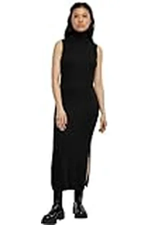 Urban classics Damesjurk Ladies Gebreide Eco Viscose Turtleneck Dress Black 5XL, , 5XL