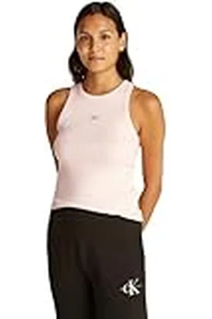 Calvin Klein CK JEANS Dames GEWOVEN LABEL RIB TANK TOP J20J225302, Roze (Silver Peony), XXL, , XXL
