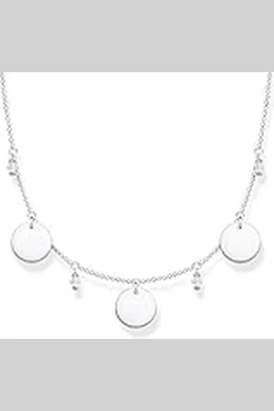 Thomas Sabo Damesketting met drie munten en witte stenen 925 sterling , lengte 40-45 cm