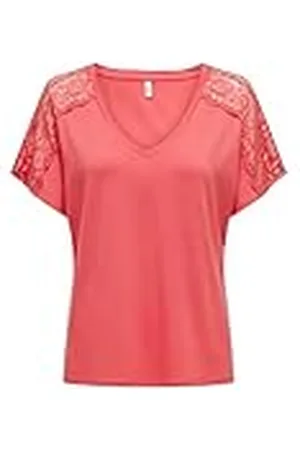 ONLY Dames Onlmoster S/S V-hals Lace Top JRS T-shirt, , XL