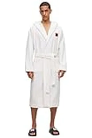 HUGO BOSS Terry Gown ochtendjas met capuchon van katoenen terry met rood logo-label, , S