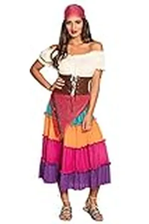 Boland Kostuum voor volwassenen waarzegster Nadya, jurk, riem en hoofddoek, bandana, top, riem en rok, set, carnaval, themafeest