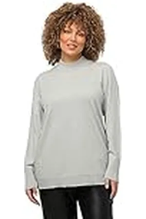Ulla Popken Dames, opstaande kraag, lange mouwen, geribbelde manchetten pullover, , 42/44