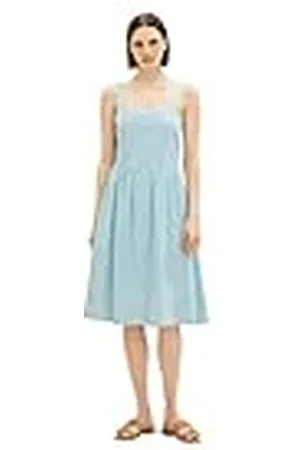 TOM TAILOR Dames 1037239 jurk, 32154-Petrol Seersucker Stripe, 40, , 40
